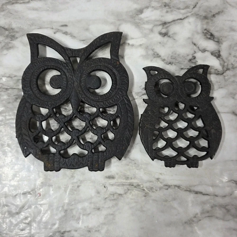 2 Vintage Owl Trivets 4